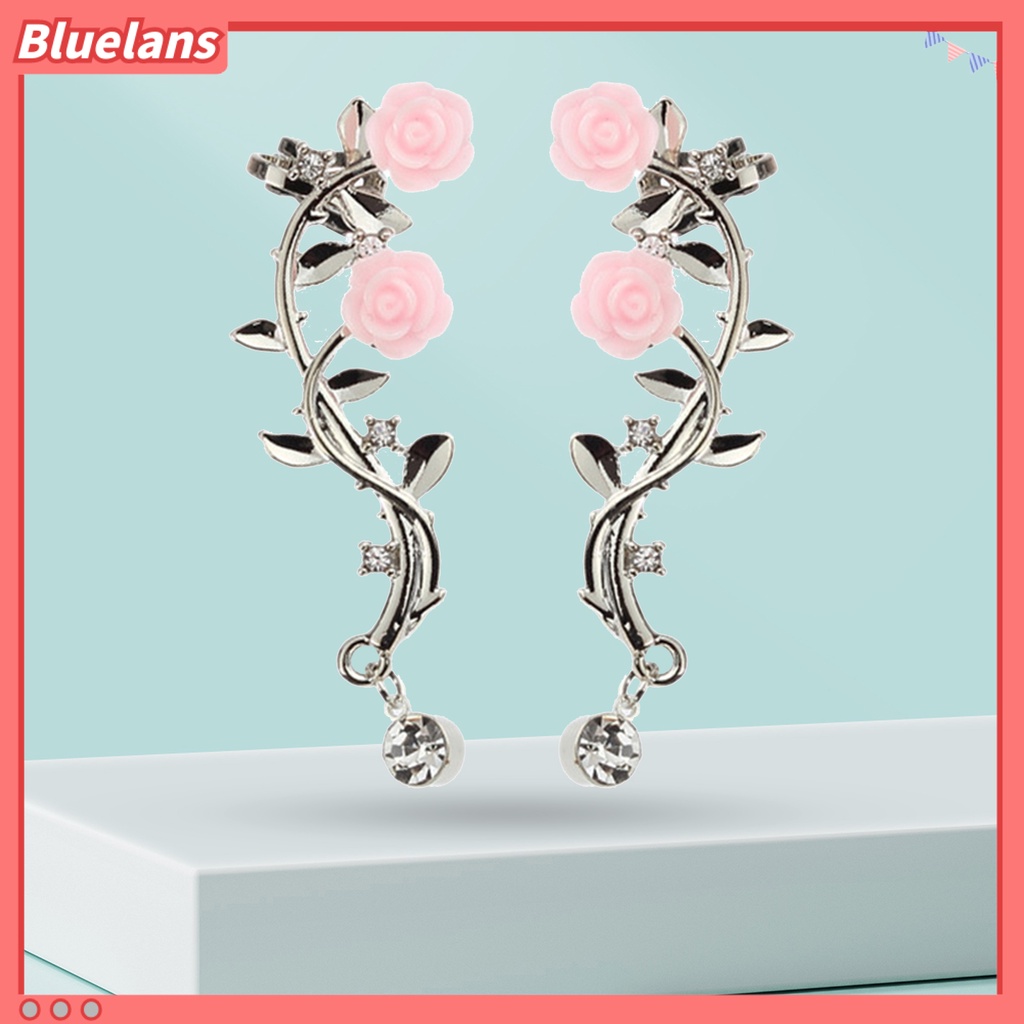 Bluelans Earrings Beautiful Climber Crawler Rose Flower Branch Earrings