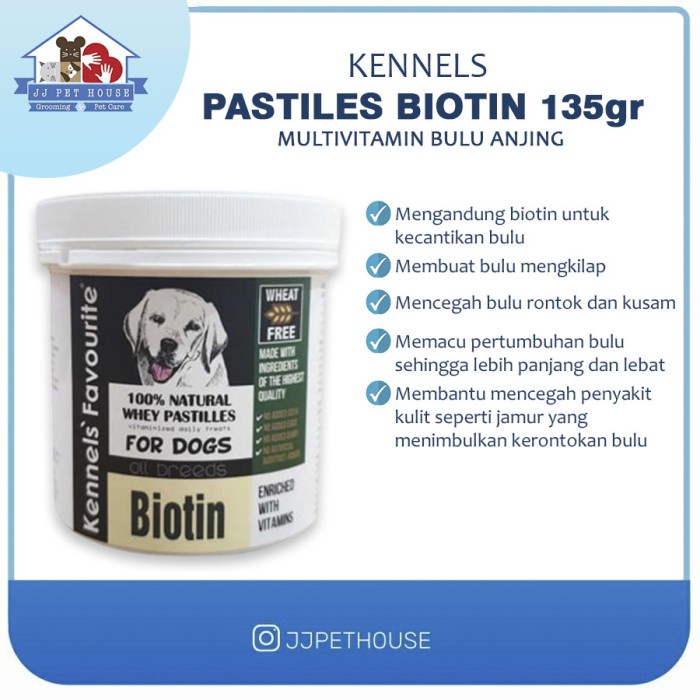KENNELS DOG PASTILES BIOTIN 135gr / MULTIVITAMIN BULU ANJING