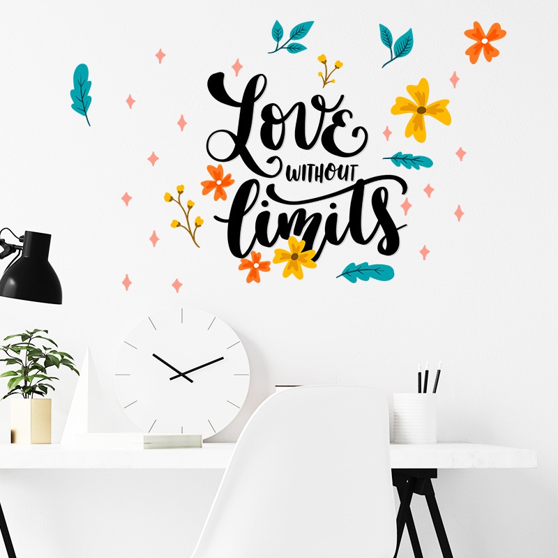 Stiker Dinding Desain Love No Limits Valentine 's Day Inspirasional Saying Untuk Dekorasi Kamar Tidur