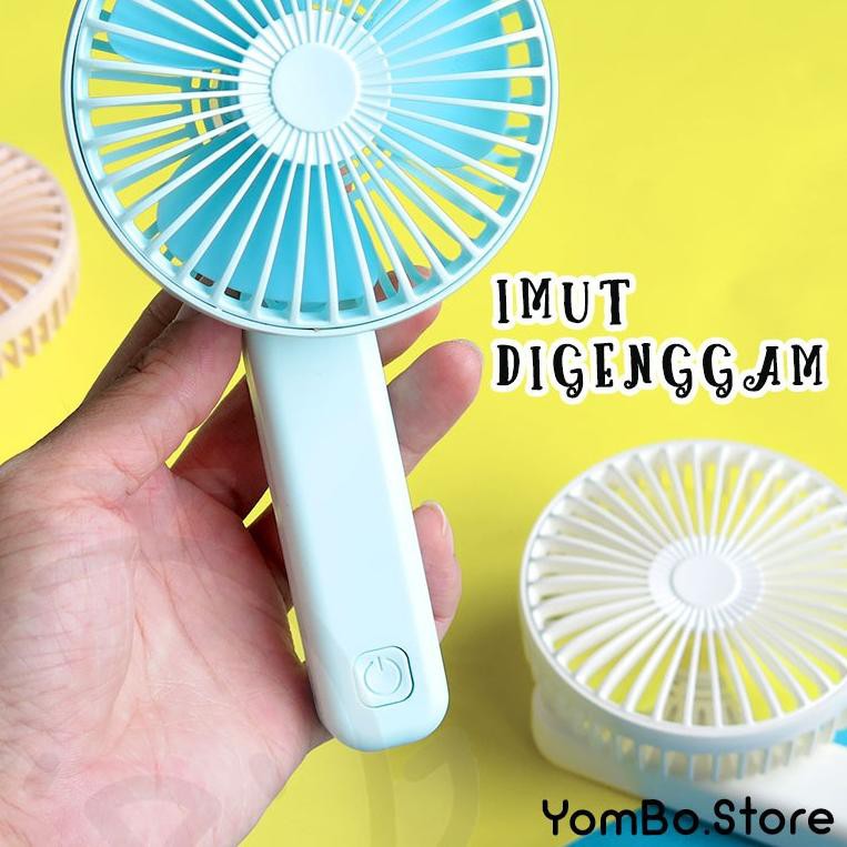 Menarik - 《YomBo Store》 KIPAS ANGIN MINI LIPAT CAS HP | LUCU PORTABLE FAN 2in1
