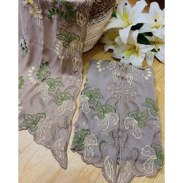 kain kebaya bordir motif violet