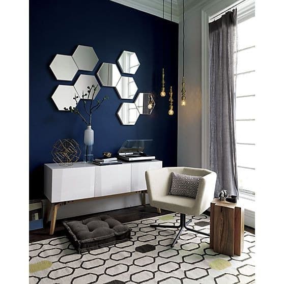 Stiker Dinding Kaca Cermin HEXAGON 7 Pcs Mirror Wall Sticker Dinding Wallpaper Hexagon Kaca Acrylic