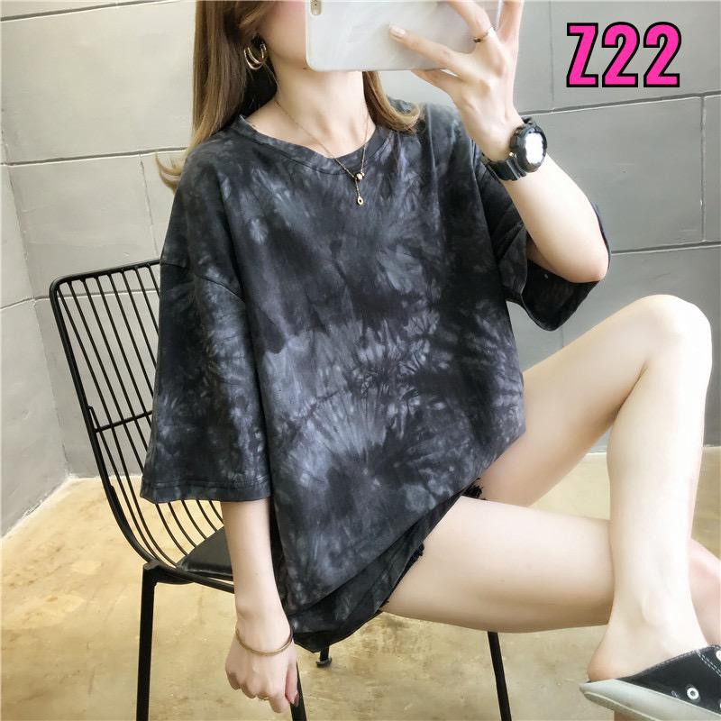 Oversize Tee Wanita Model Longgar Motif Tie Dye Z022