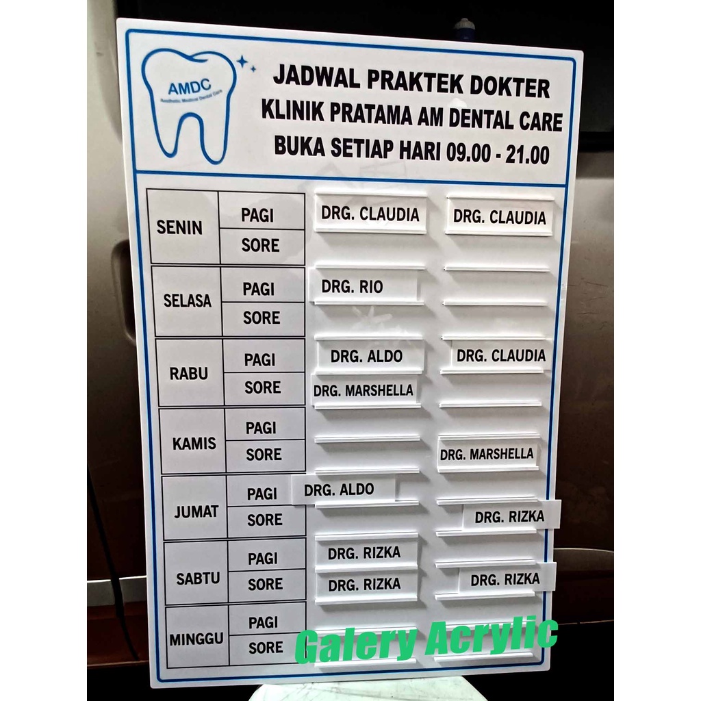 

Acrylic Papan Nama Dokter 60x90 sign boad acrylic papan jadwal praktek