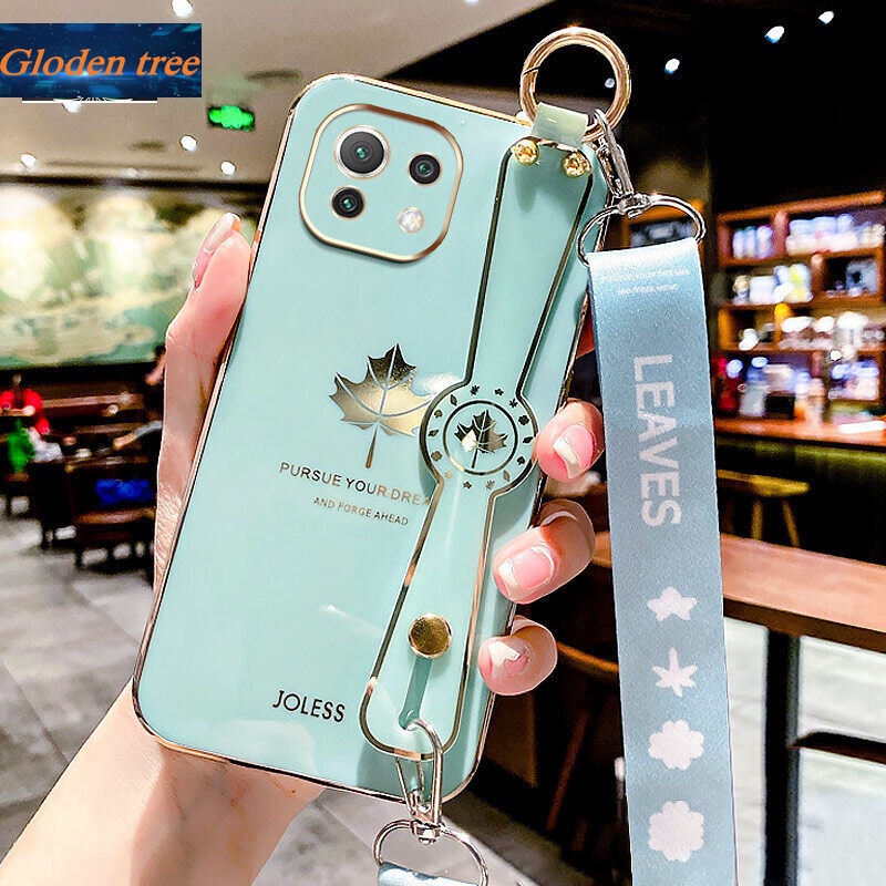 Case Motif Daun Maple Dengan lanyard Untuk Xiaomi 11 Lite 5G