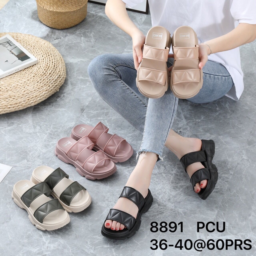 SANDAL WEDGES WANITA/ SANDAL JELLY KARET IMPORT BALANCE 8891