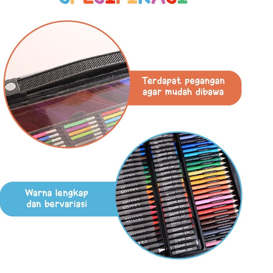 

⇉ Krayon Anak Set Koper 150 in 1 Crayon Full Alat Melukis Mewarnai Set KIDS LAND ⇅