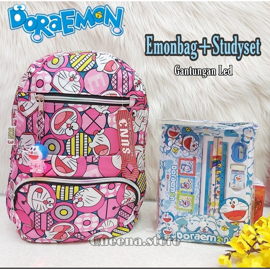 TAS RANSEL EMONBAG ANAK FREE GANTUNGAN LED DAN STUDYSET