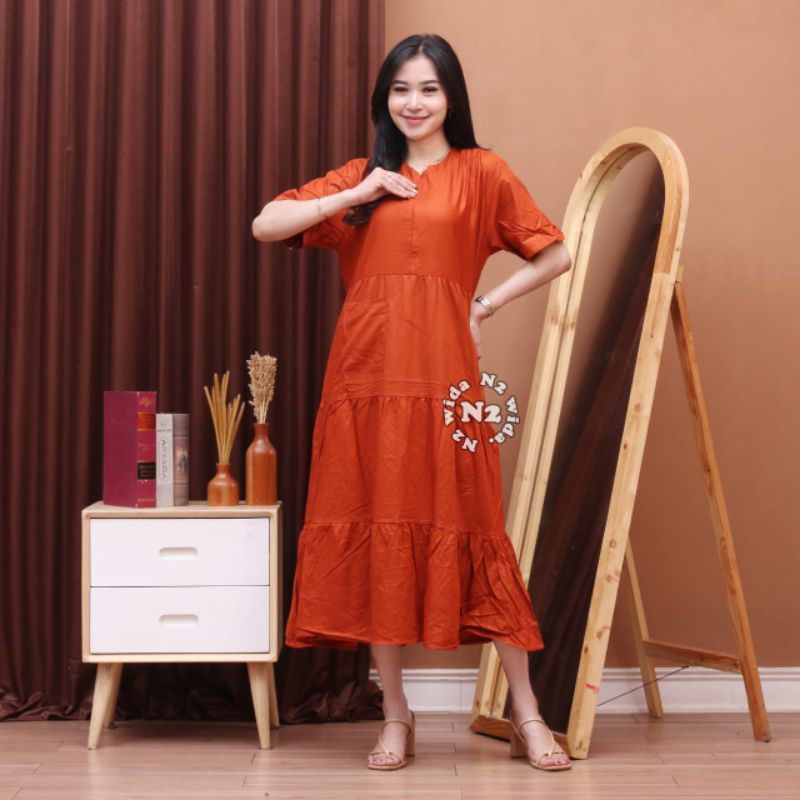 inner dress maxi dress rayon premium dress susun kantong depan LD 110 PB 120