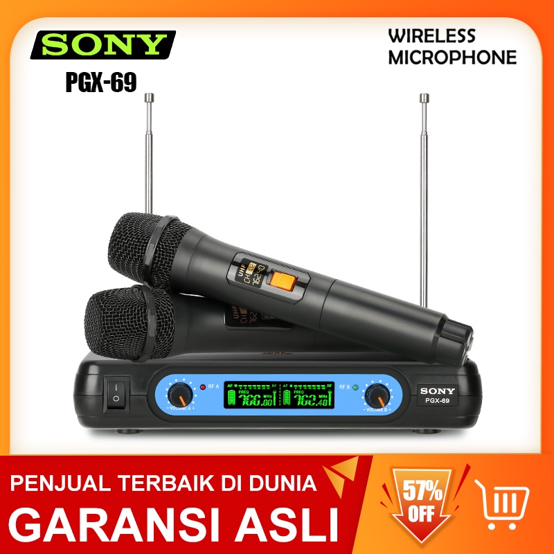 【COD】Mikrofon Nirkabel SONY PGX-69 UHF band 2 genggam Jarak penerimaan 60M Peralatan audio KTV profesional