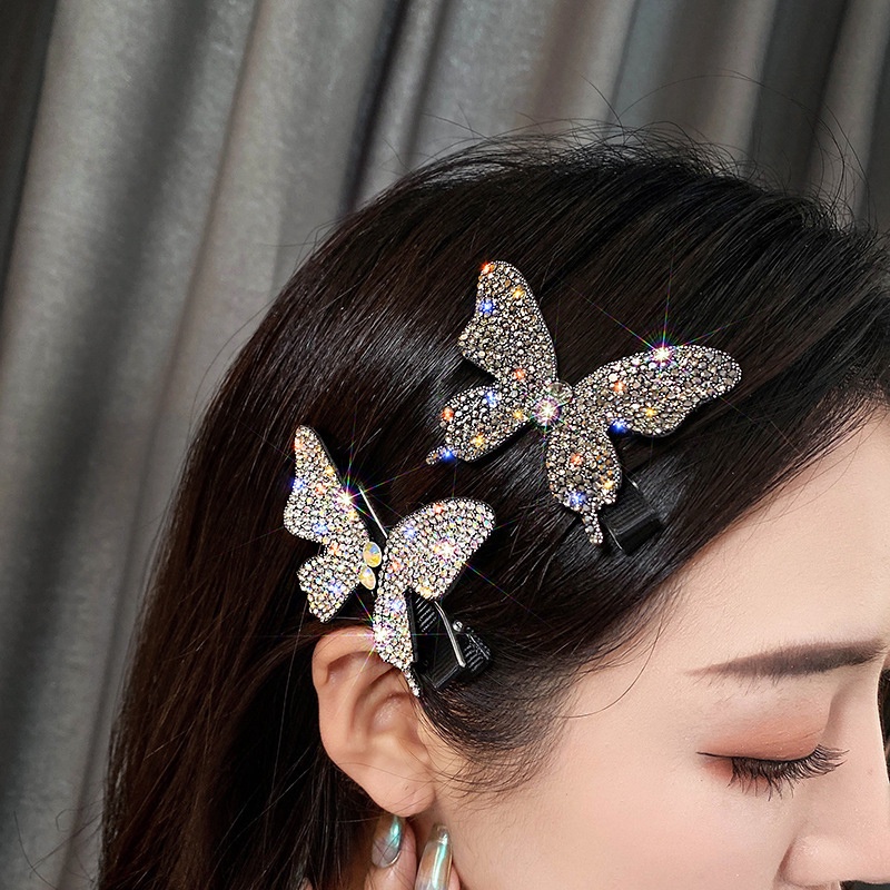 Butterfly Jepit Rambut Bentuk Kupu-Kupu Aksen Berlian Imitasi Untuk Wanita