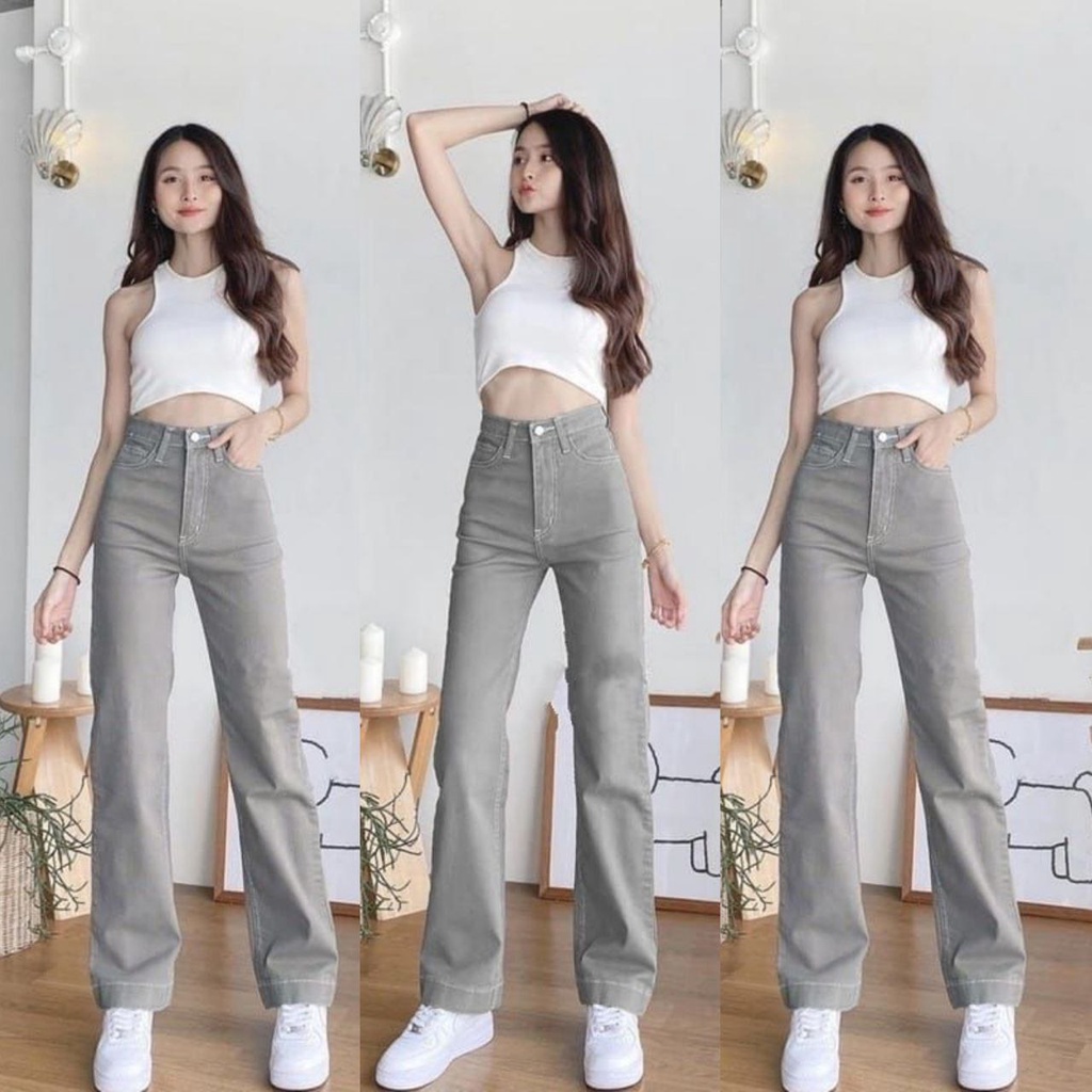 Celana Jeans Wanita Kulot Boyfriend - Celana Jeans High Waist Kulot Lipat - Highwaist Loose Jeans Korea - Celana Jeans Kulot Rawis