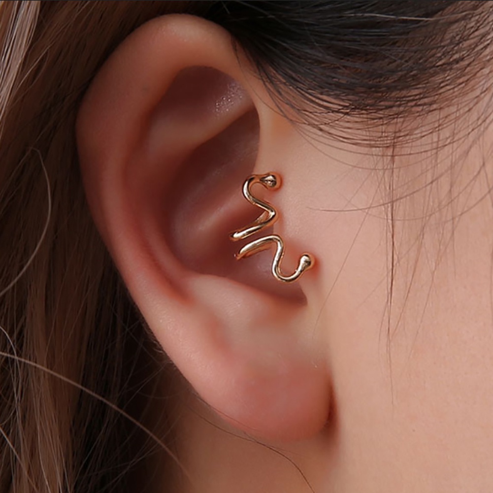 Hu Hu Hu Hu Hu Alat Bantu Pasang Kacamata♡ Anting Klip Tanpa Tindik Desain Geometri Simple Untuk Wanita