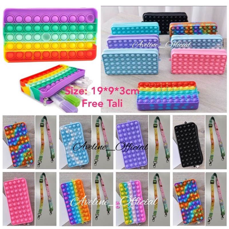 

AVELINE Tas pop it anak / kotak pensil pop it / pensil case pop it / 2IN1 Big Pop It Pencil Case /Bag Pops Fidget Toys Push Bubble Pen Holder.