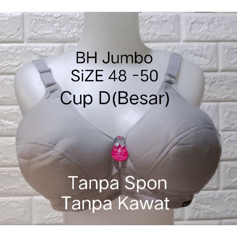 BH Hak 3 Jumbo (397) SiZE 48 50  Cup D (Besar)Tanpa spon Tanpa Kawat Pakaian Dalam Wanita