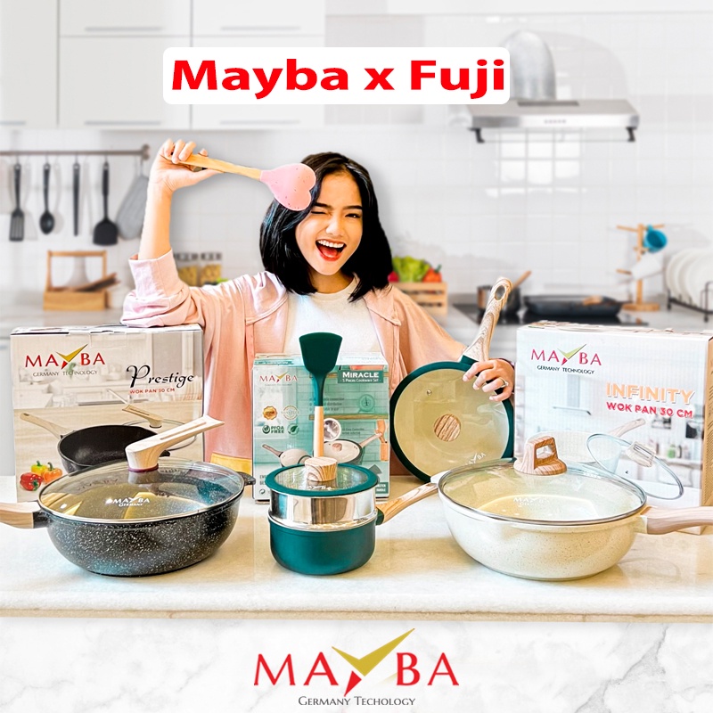 MAYBA GERMANY INFINITY FRY PAN - Panci Frypan Anti lengket Creme Marbel Granit glowing tebal 4MM Wajan Penggorengan glowpan jerman