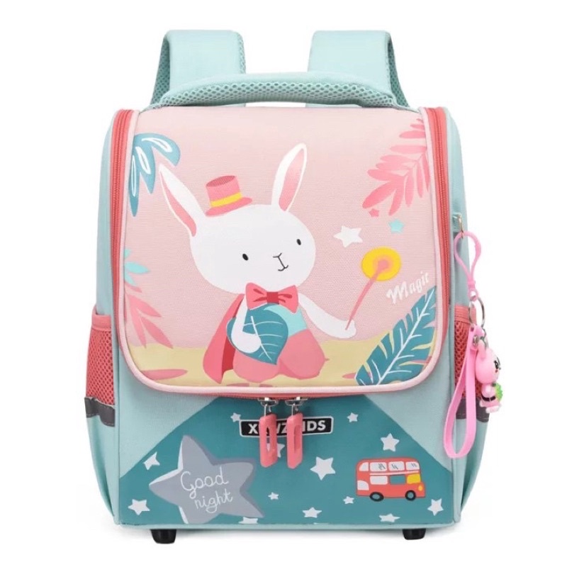 Skoola Tas Sekolah Anak Perempuan TK SD Ransel Kelinci Free Keychain - Rabbit Wonderland