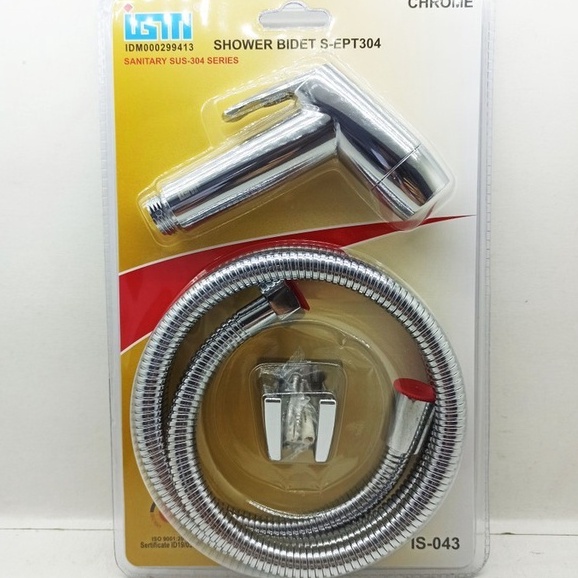 Jet Shower Kloset Toilet Closet Wasser Cebok WC Semprotan Pipa Tee 043/SHOWER CEBOK IGM CHROME DAN HITAM/SHOWER BIDET