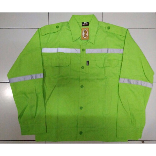 Baju Safety Atasan Lengan Panjang Hijau Stabilo - Murah