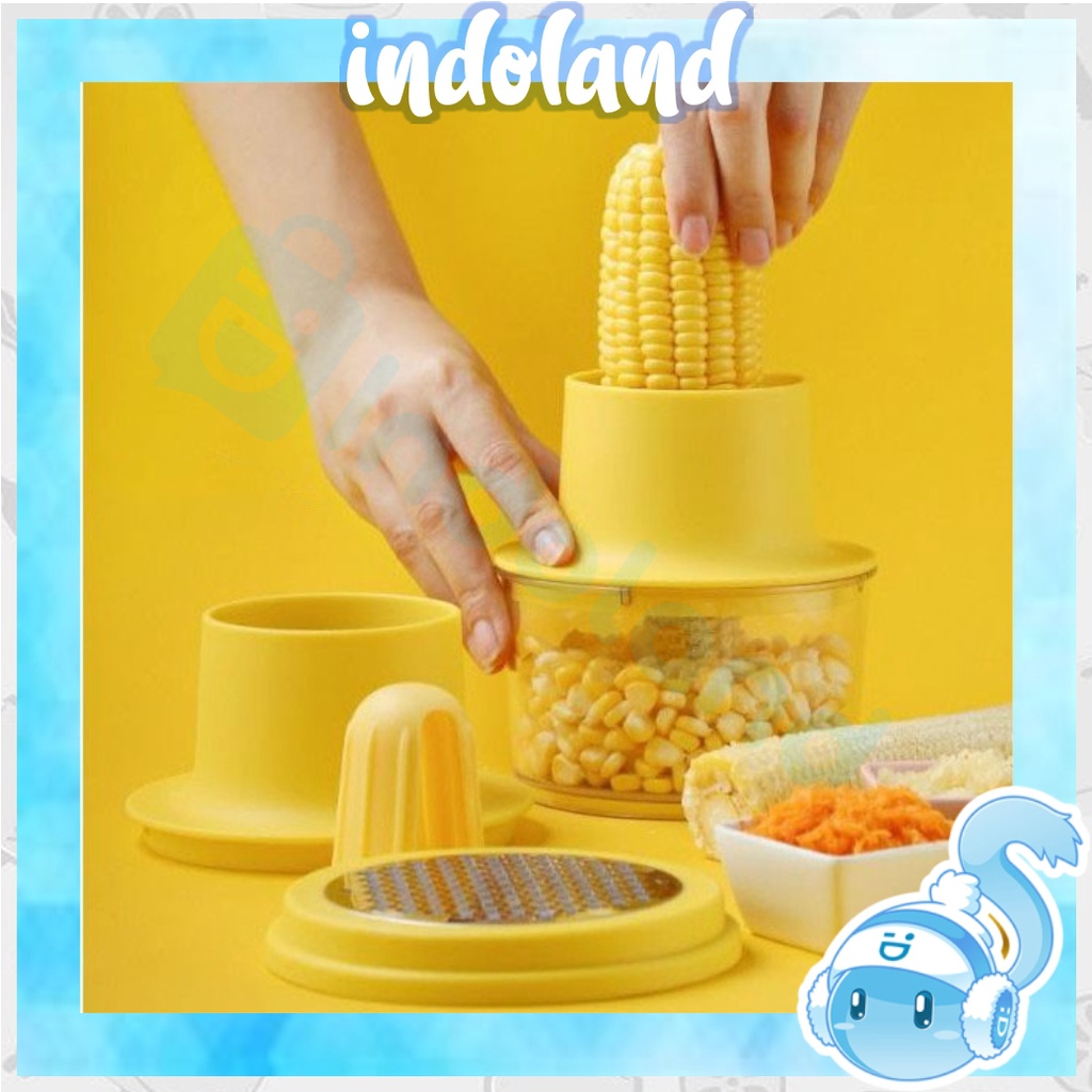 ☀INDOLAND☀ R355 2 in 1 Multi-Fungsi Parutan Jagung Parutan Jahe Corn Stripper Alat Pemarut Jagung
