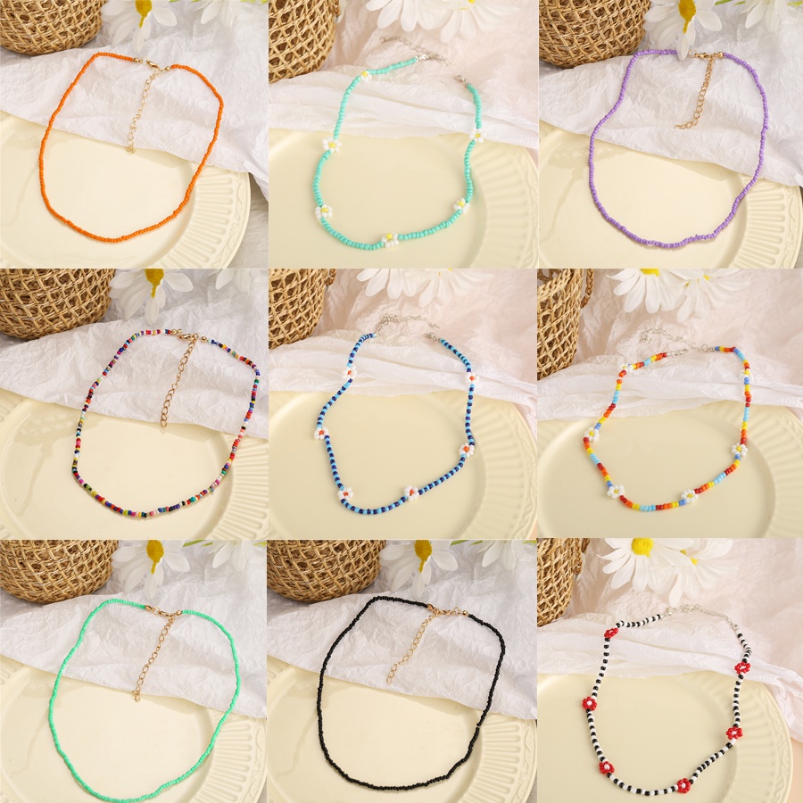 Kalung Choker Rantai Manik-Manik Kecil Warna-Warni Gaya Boho Untuk Wanita