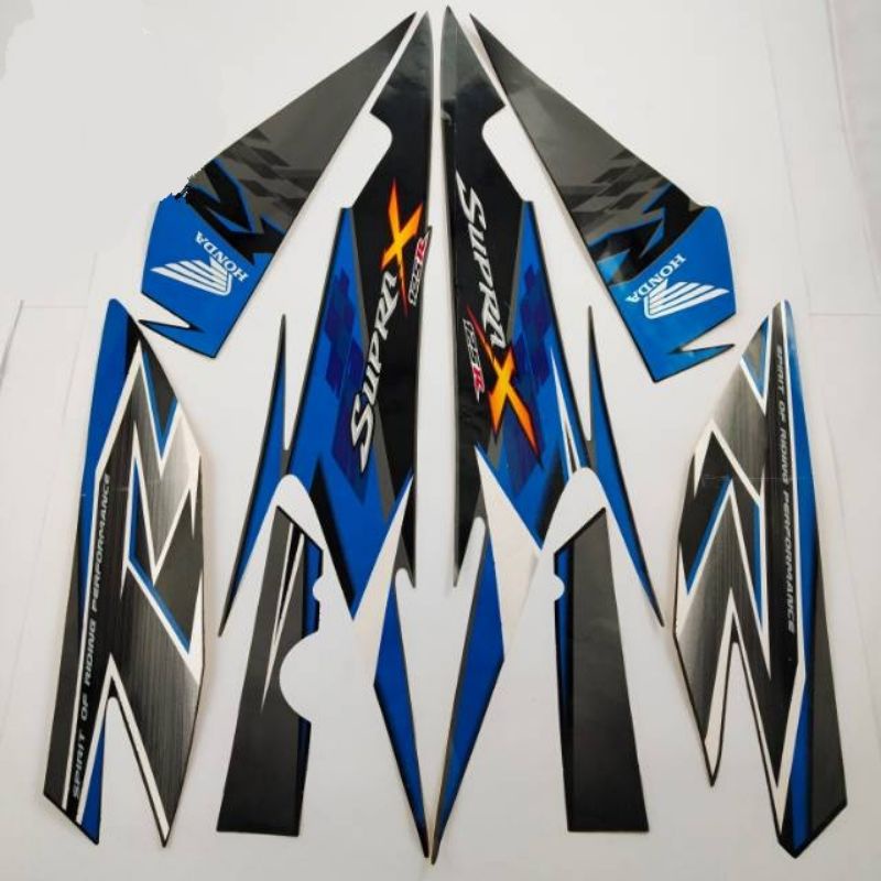 STRIPING STICKER SUPRA X 125 TAHUN 2010 HITAM BIRU STICKER SUPRA X TAHUN 2010