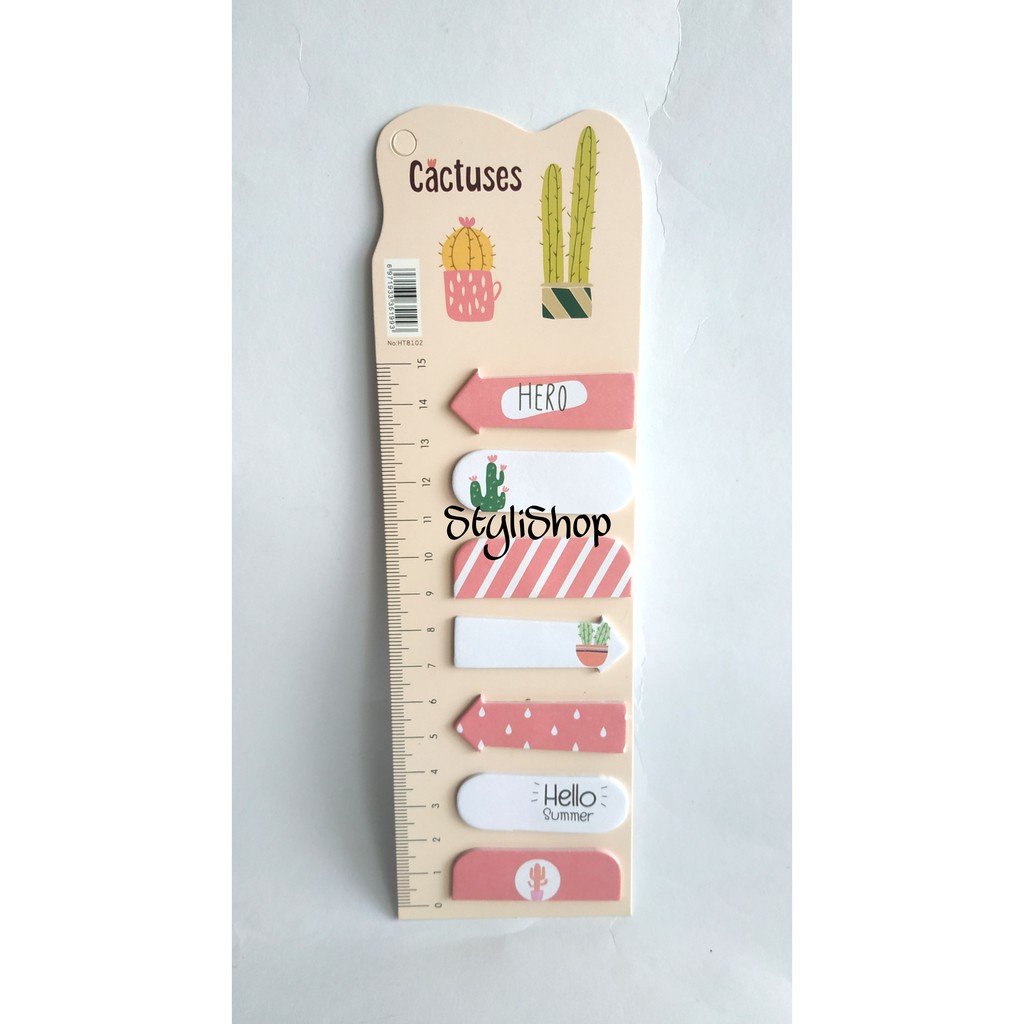 Sticky Note Kertas HT8102 Motif Kaktus / Llama / Jerapah / Memo Kertas / Penanda Buku Kertas-Kaktus Merah Muda