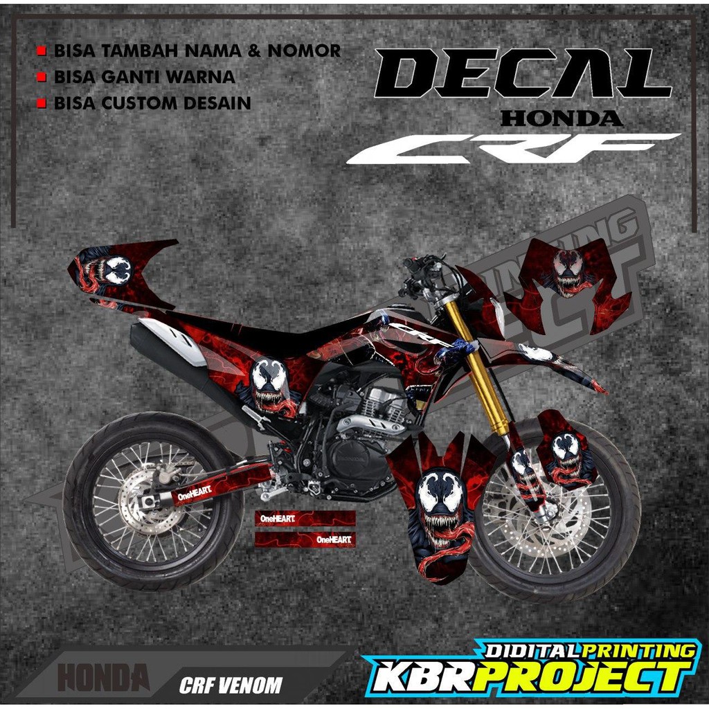 CRF Decal Sticker CRF 150L Fullbody Stiker Variasi List Crf Desain Motif Venom Supermoto Bisa custom