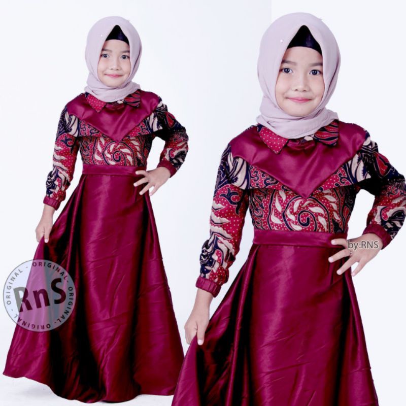 batik couple keluarga ori ndoro jowi dnt motif valvet merah-GAMIS ANAK