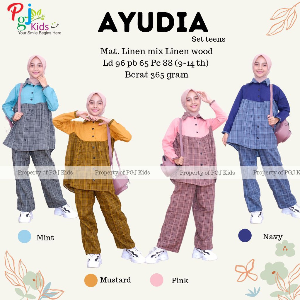COD Setelan Kemeja Anak Remaja Perempuan Dan Celana Panjang 9-14 Tahun Ayudia_Kiddos Kids