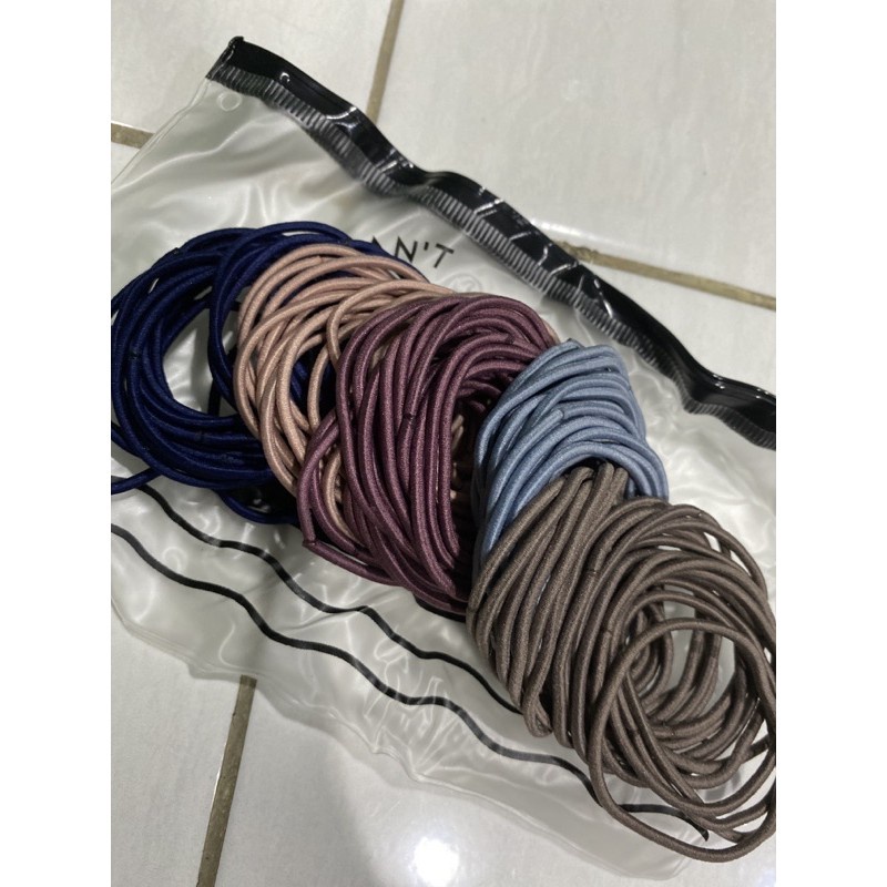 [Isi 100 pcs] Kunciran Rambut Pouch Korea / Ikat Rambut / Karet Rambut / Ikatan Rambut (FREE Pouch)