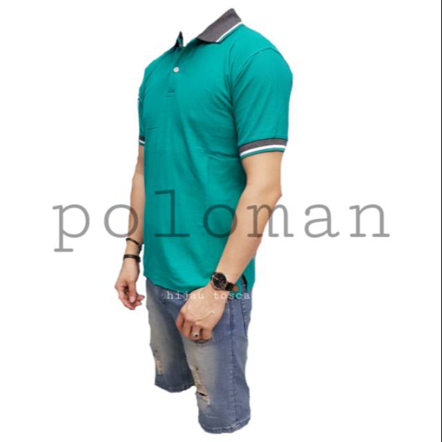 Polo tshirt hijau tosca full katun . Seragam kerja.