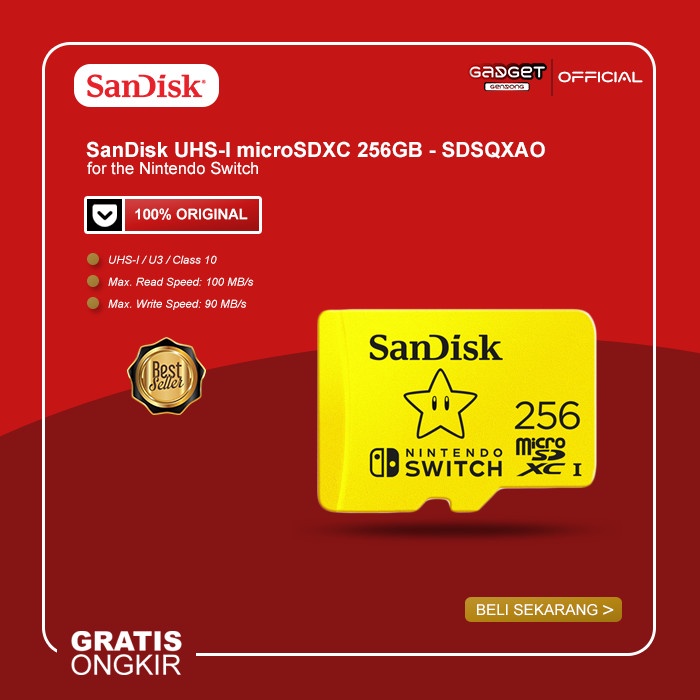 SanDisk UHS-I microSDXC 256GB SDSQXAO-256G for the Nintendo Switch