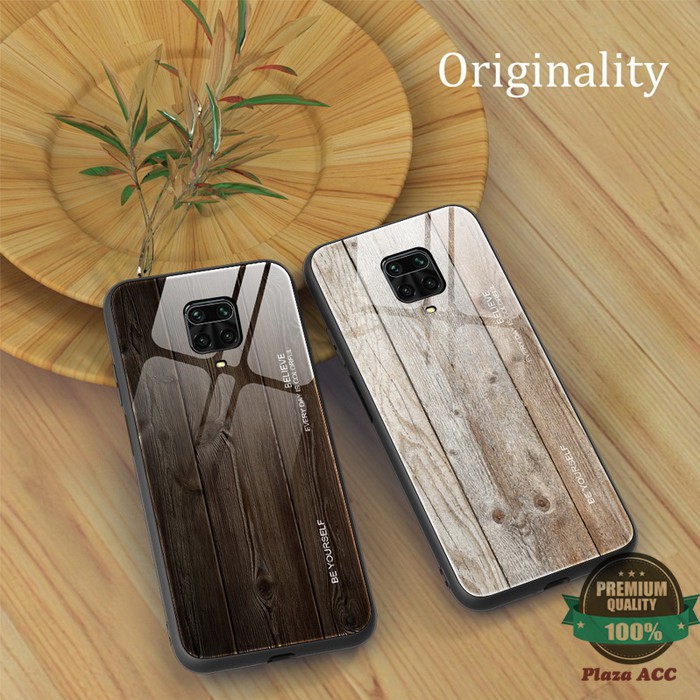 Premium Case Xiaomi Redmi Note 9 - Case Redmi Note 9 Pro Case Wood Glass Cover