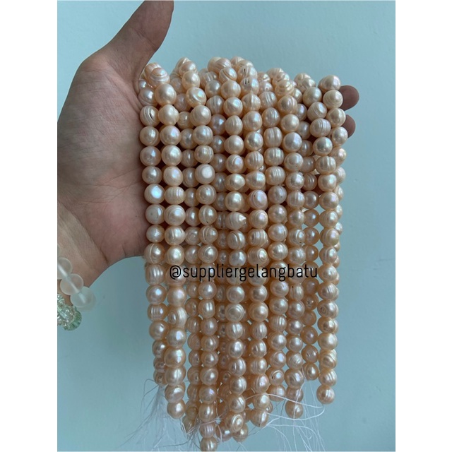 Bahan Mutiara Air Tawar Barok / Baroque PEACH 10 x 18mm Bulat pearl