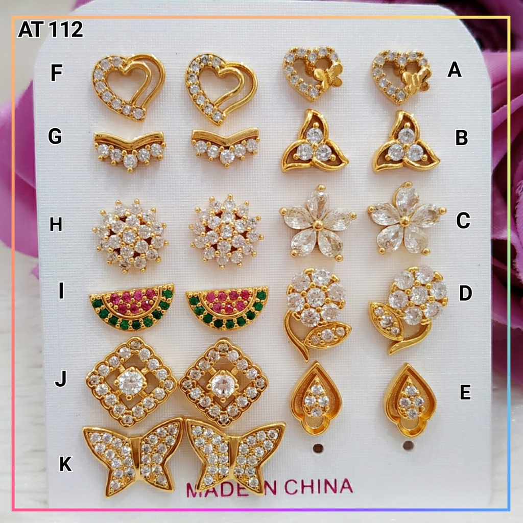 Anting xuping anting dewasa wanita tusuk semangka cantik permata perhiasan lapis emas gold  AT 112