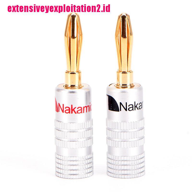 &lt; E2id &amp; &gt; 10Pcs Nakamichi Plug Banana Male Bahan Tembaga Lapis Emas Untuk Speaker