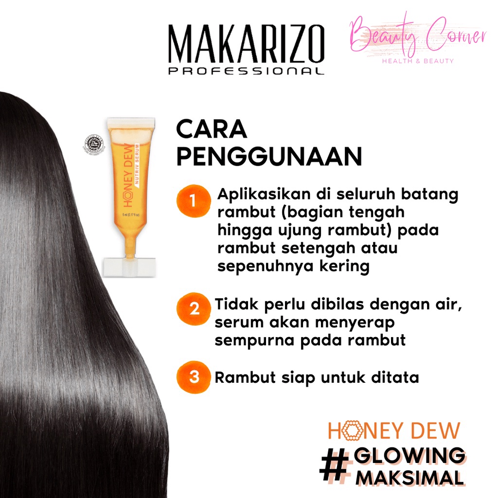 Makarizo Honey Dew Nutriv Serum Vitamin Rambut Kering / Rusak / Bercabang / Pecah-Pecah