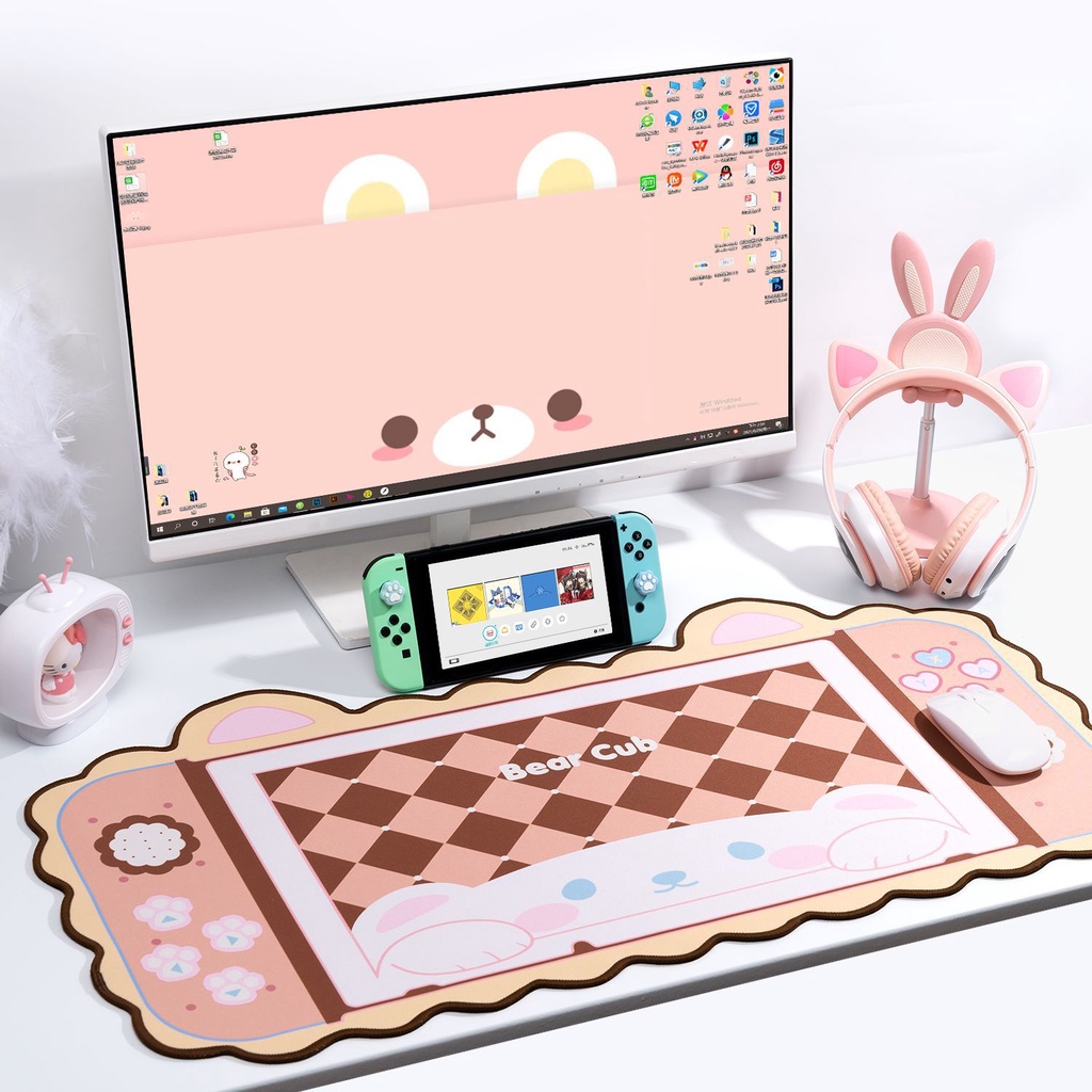 Geekshare Mouse Pad Gaming Motif Kartun Lucu Anti slip Untuk Nintendo Switch