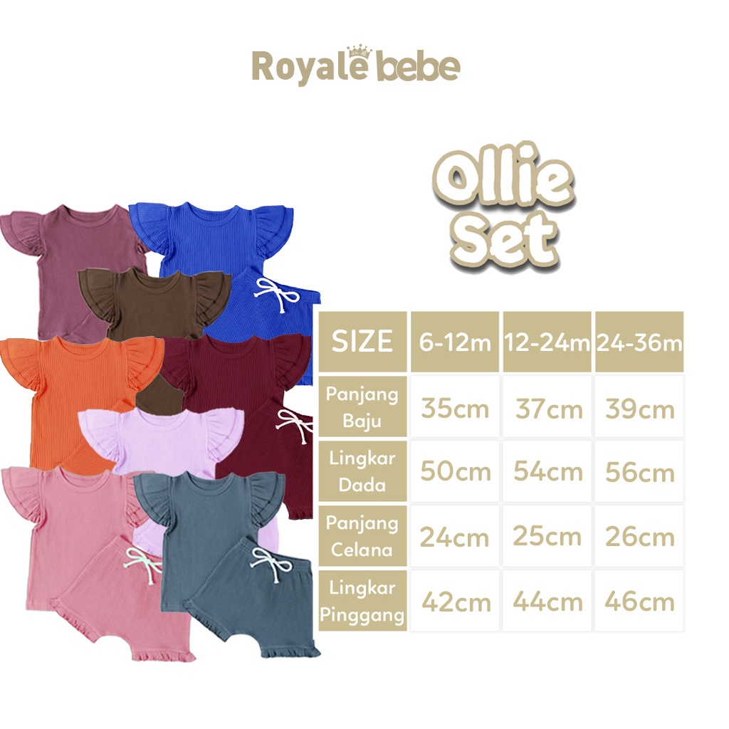 Baju Bayi Setelan Anak Royale Bebe Ollie 3 6 Bulan 1-3 Tahun