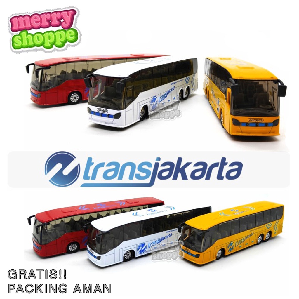 Diecast Miniatur Mobil Bus Transjakarta Busway + Lampu dan Suara