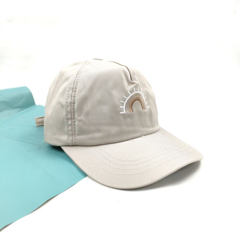 RUFFIN HAT - Topi Anak Baseball Snapback Karakter Cewek Cowok Laki Perempuan Korea Lucu Murah Bordir-Taupe