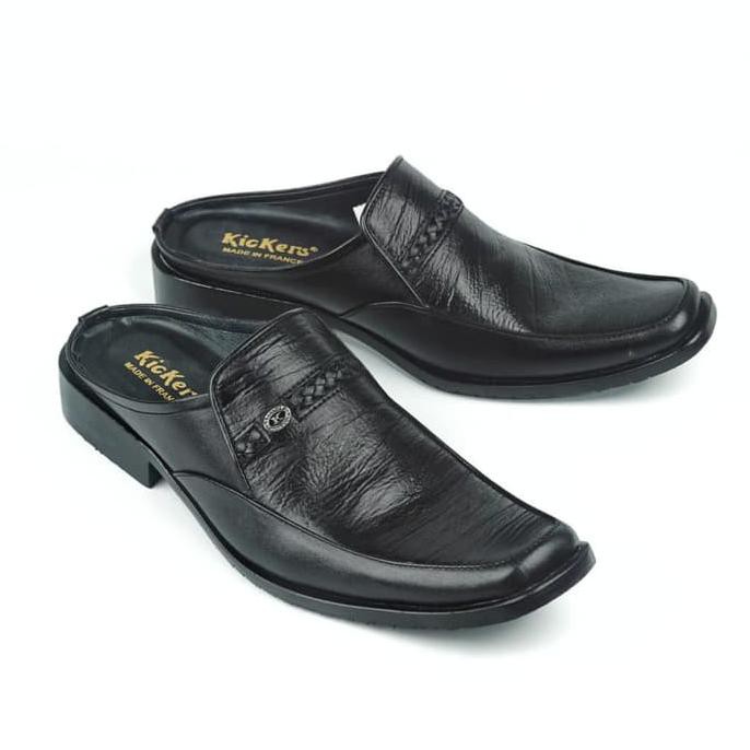 Sandal Slop Pria Bustong 8012 Kulit Asli Sepatu Sendal Cowok Office Look