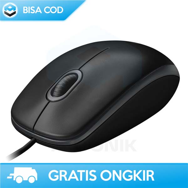 MOUSE WIRED 800 DPI LOGITECH DESAIN AMBIDEXTROUS PLUG AND PLAY B100
