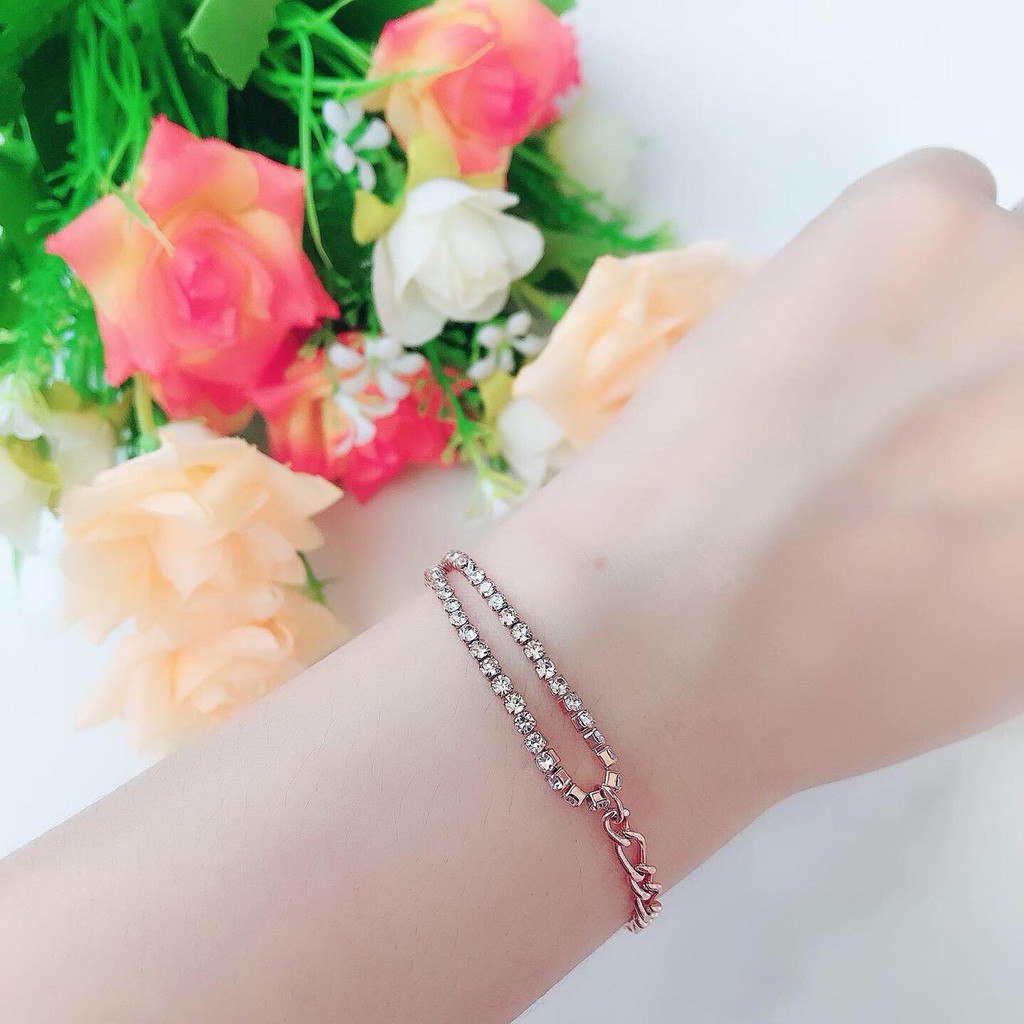 gelang tangan fashion wanita titanium asli anti karat korea style model rantai diamond