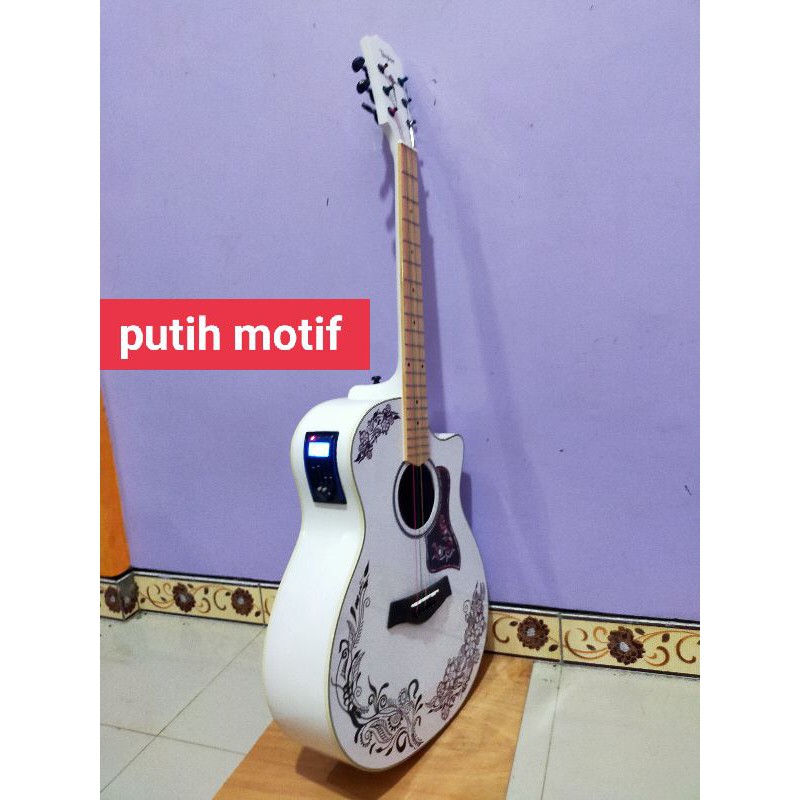 gitar akustik  dobel run gagang utuh tidak sambung