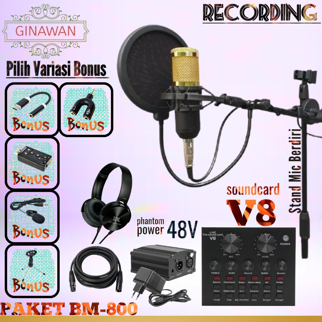 PAKET RECORDING MIC BM 800 FULLSET TERLENGKAP