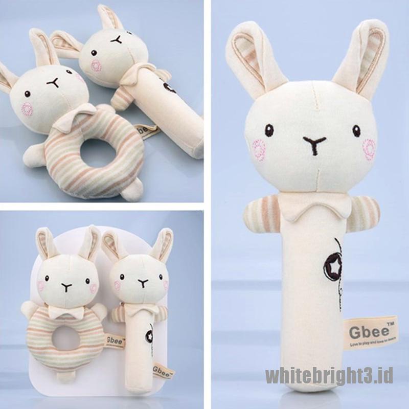 (white3) Mainan Rattle Boneka Plush Kartun Hewan Untuk Edukasi Bayi / Anak