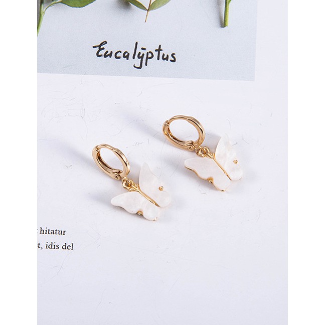 LRC Anting Tusuk Fashion Earring Acetate Version Resin Butterfly And Diamond Alloy Earrings K77679