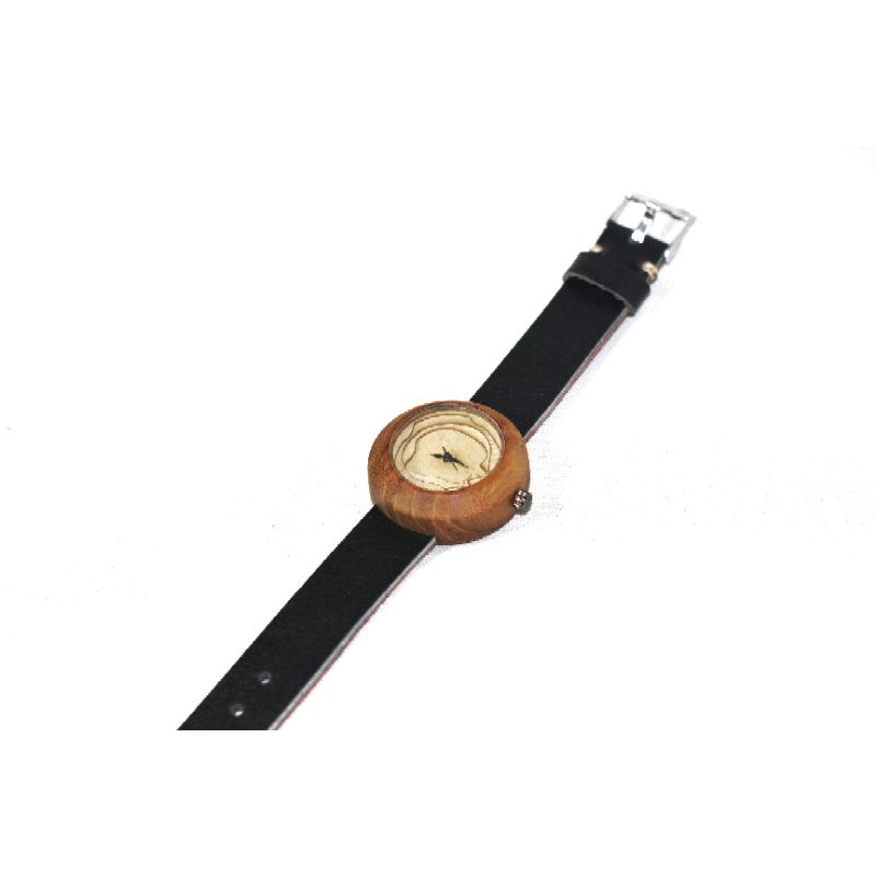 karafuru jam tangan kayu jati dial abstrak wanita / pria / unisex strap kulit sapi